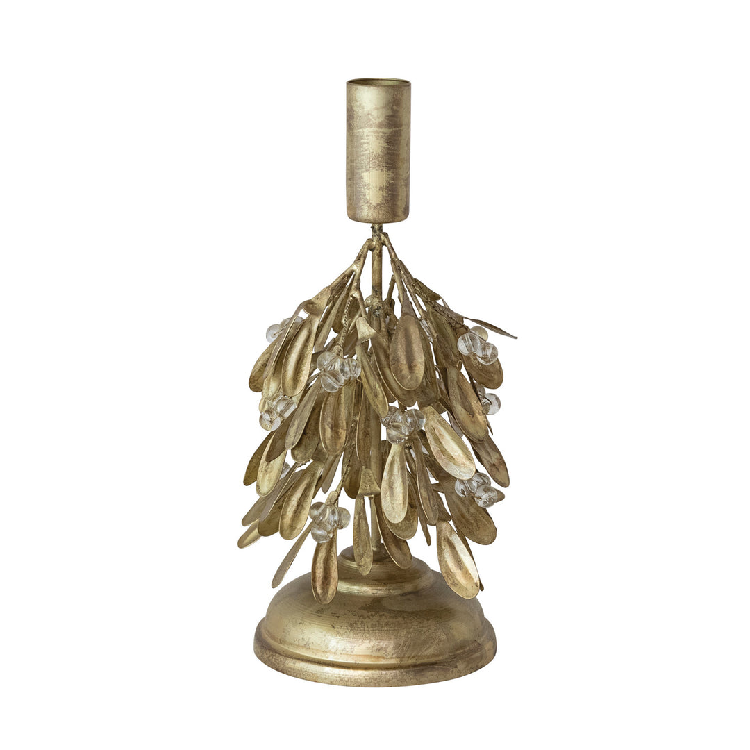 Antique Gold Mistletoe Candle Holder