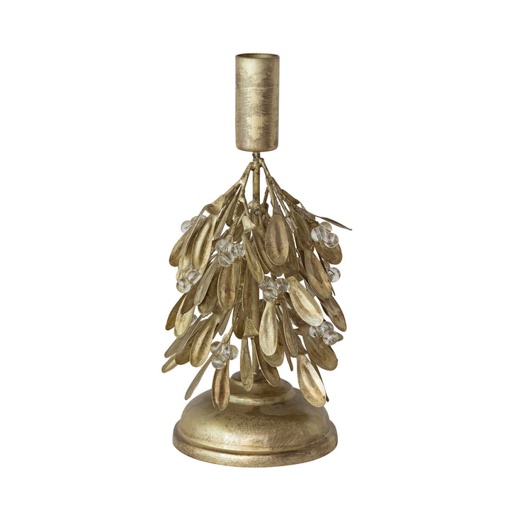 Antique Gold Mistletoe Candle Holder