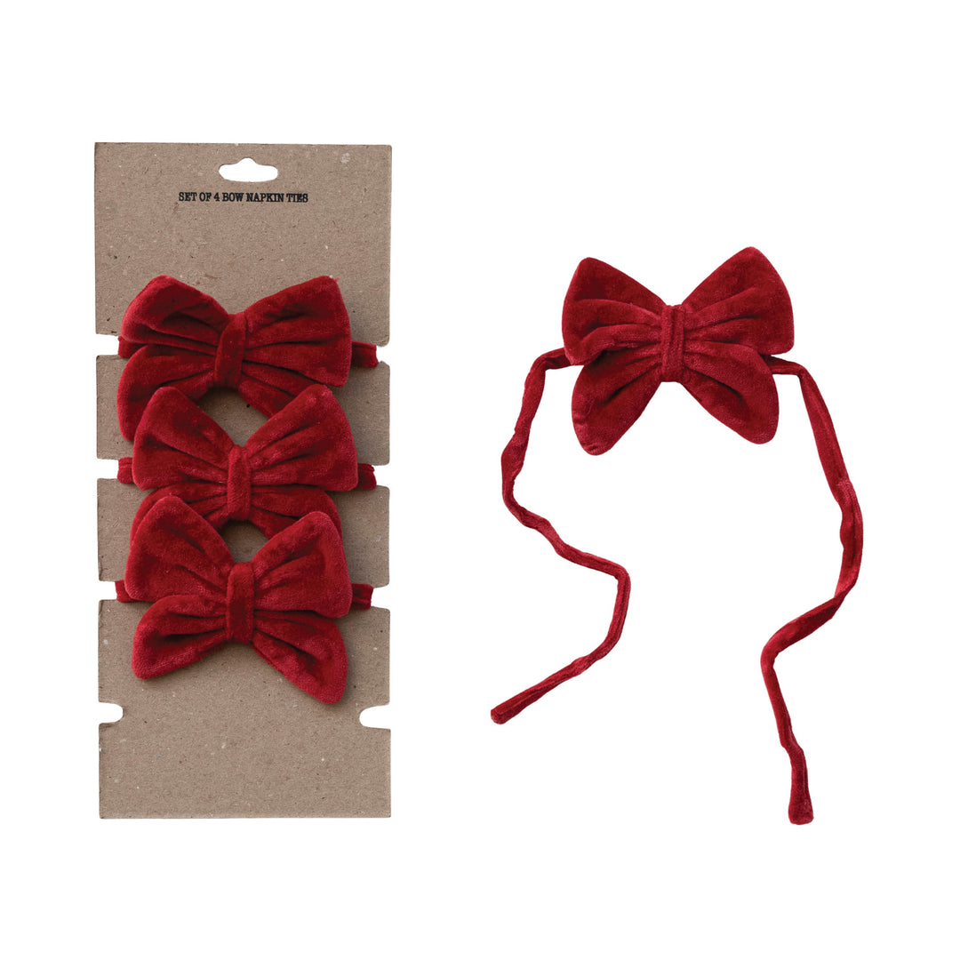 Velvet Bow Napkin Tie Set