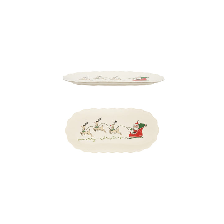 Santa Sleigh Scalloped Platter