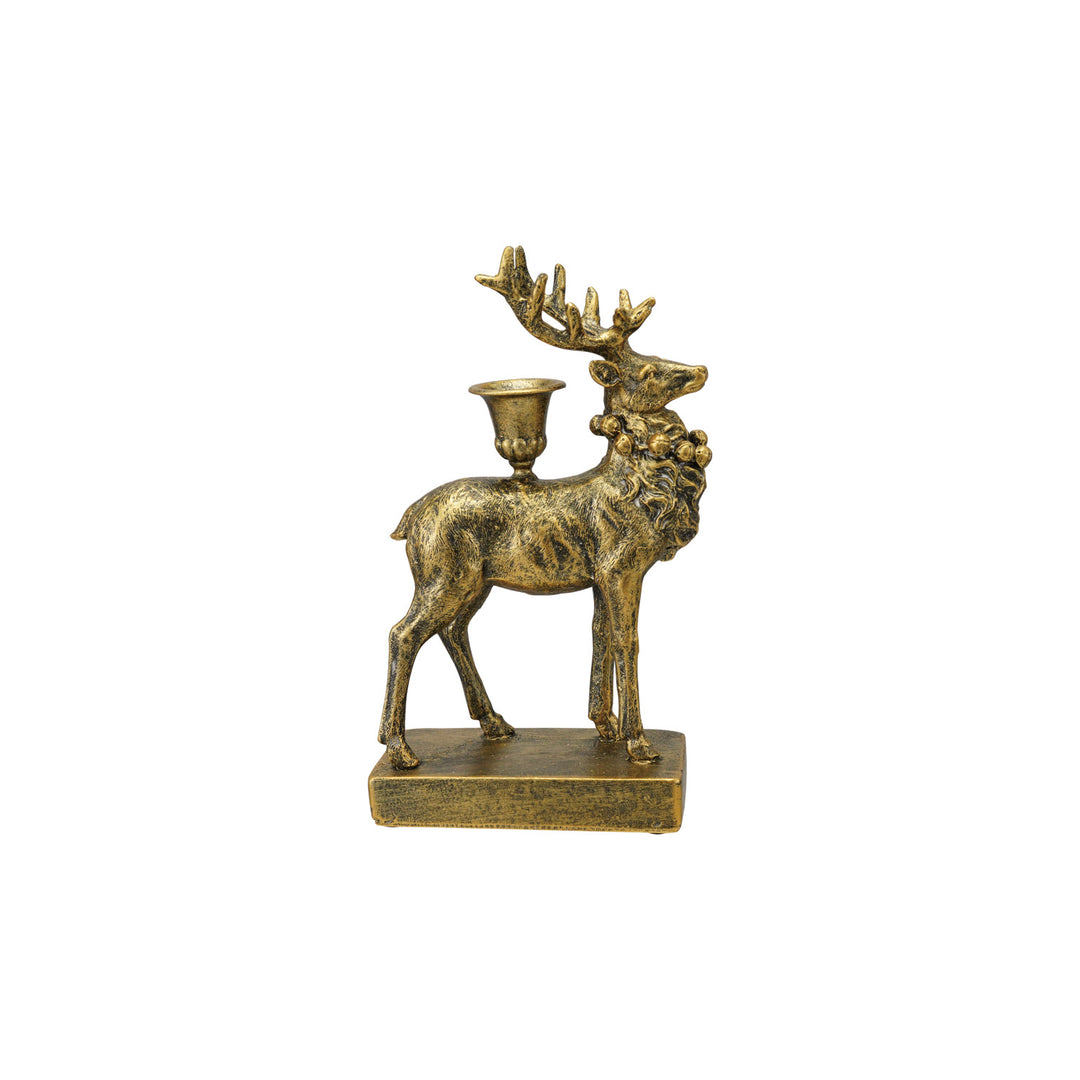 Antique Gold Reindeer Taper Holder