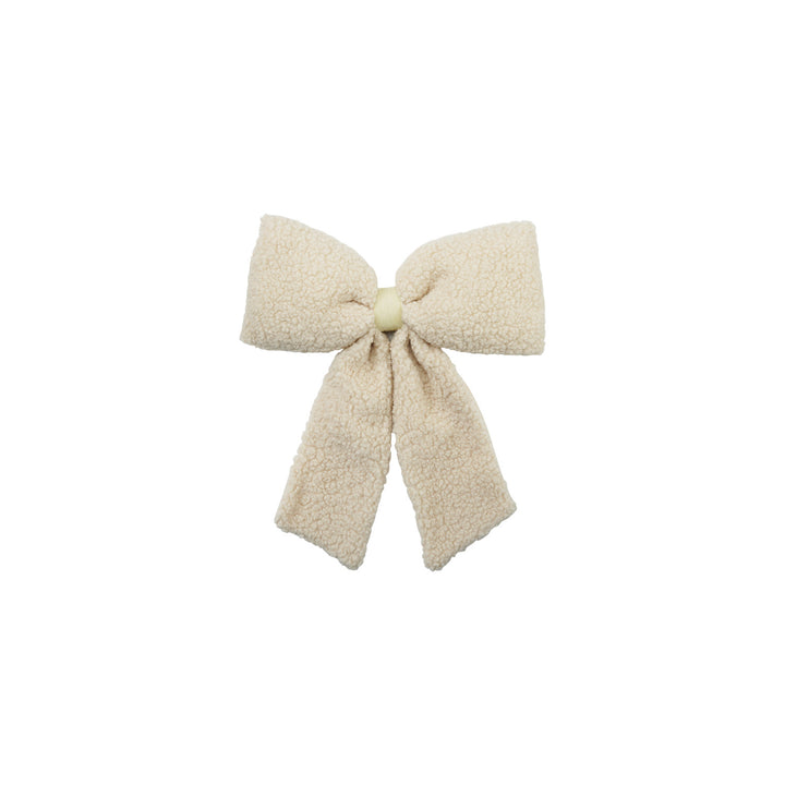 Cream Sherpa Clip-On Bow