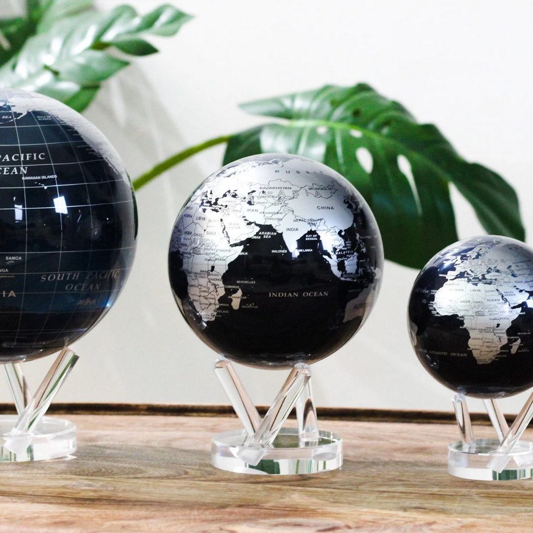 Black & Silver Metallic Earth Mova Globe
