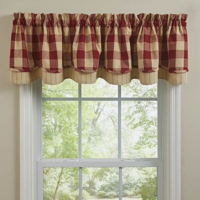 Wicklow Check Garnet Lined & Layered Valance