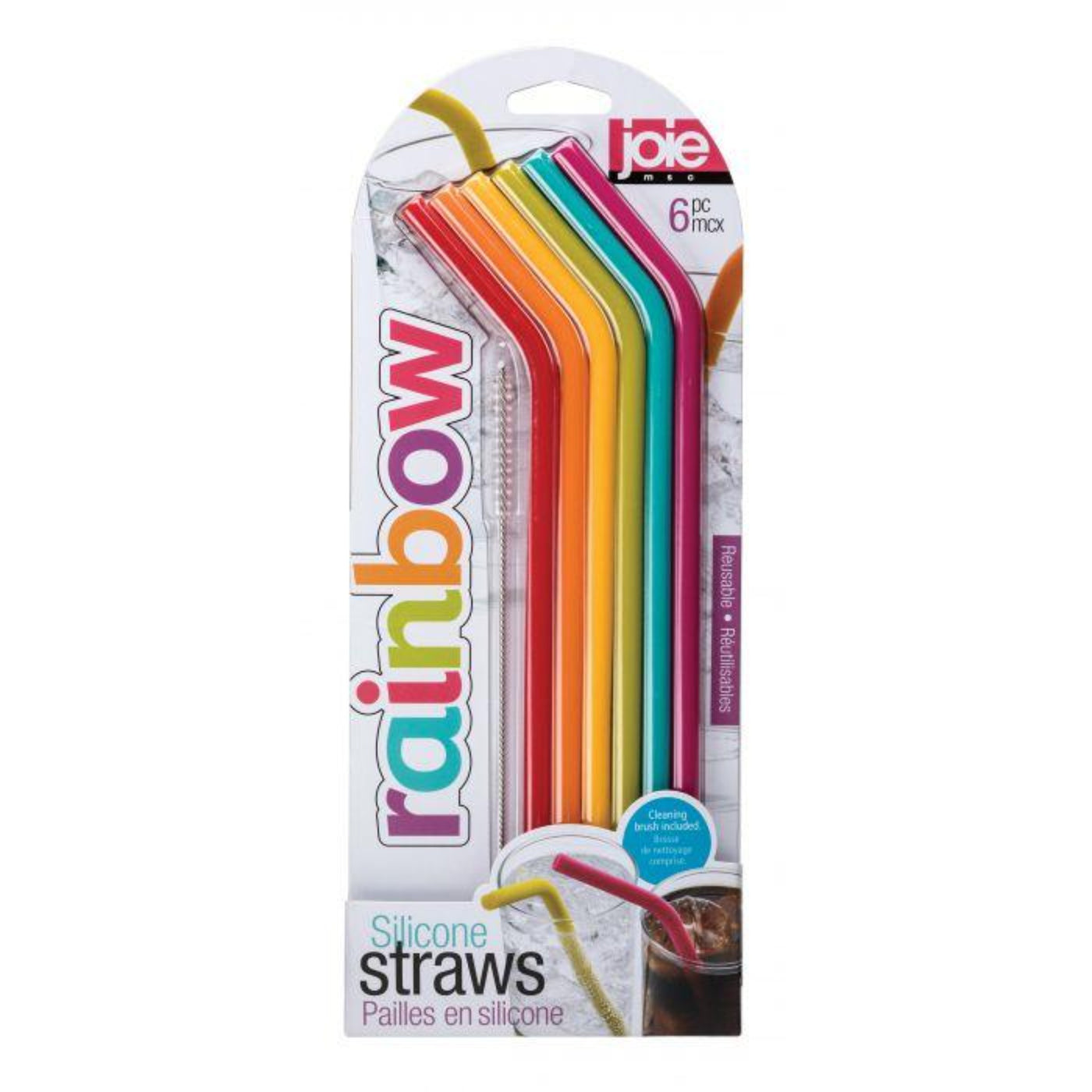 Silicone Rainbow Straws & Brush Set