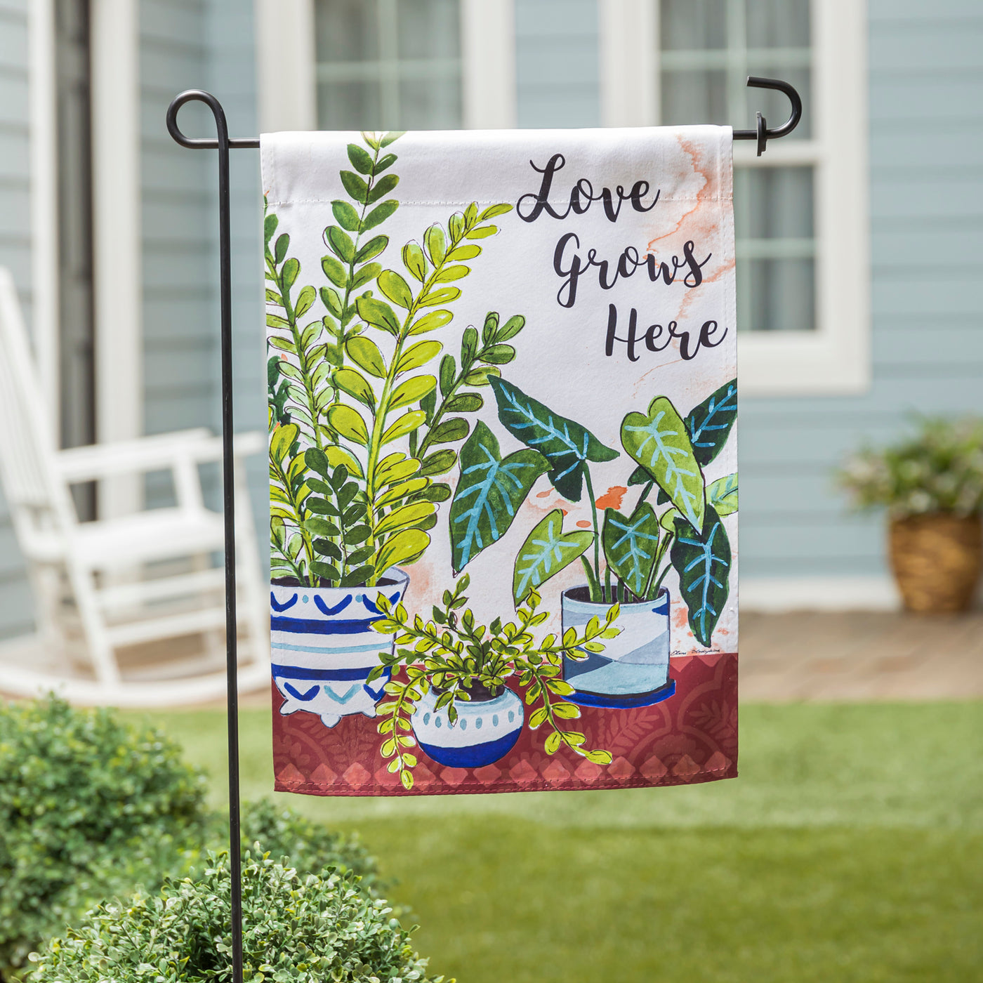 Love Grows Here Houseplants Garden Flag