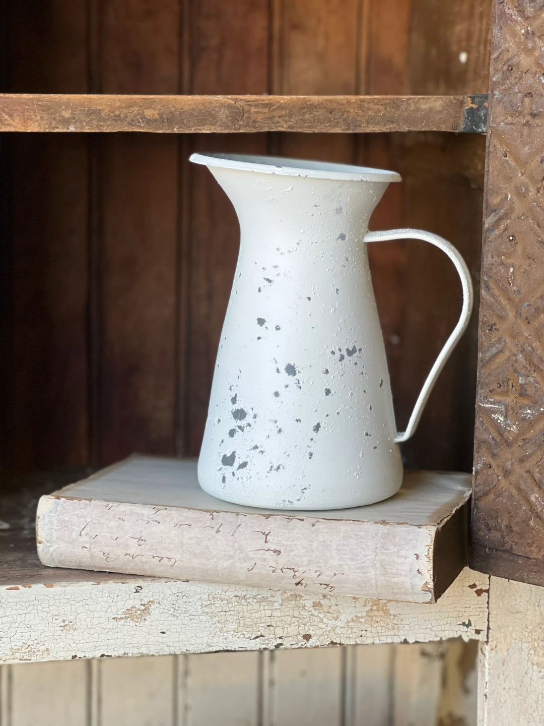 Simplistic Distressed White Pitcher Vase
