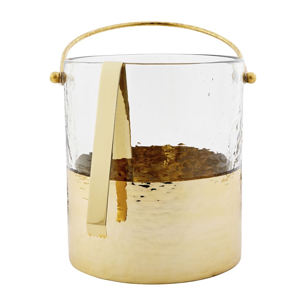 Textured Gold Ice Bucket Set