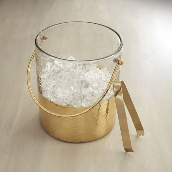 Textured Gold Ice Bucket Set