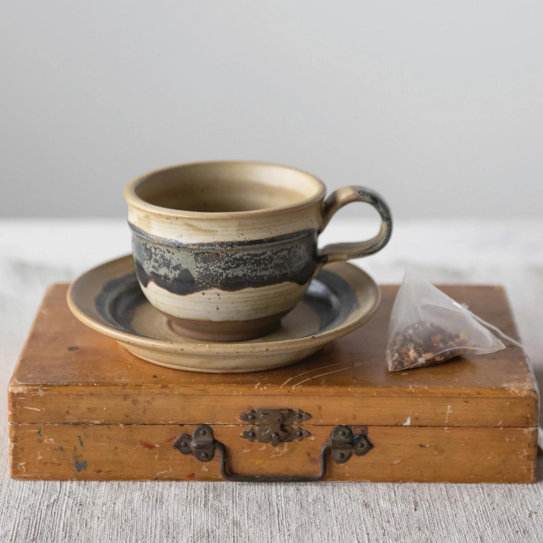 Stoneware Mug & Saucer Set