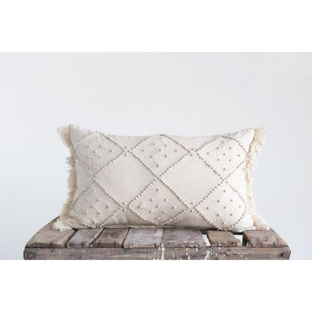 Knotted Fringe Lumbar Pillow