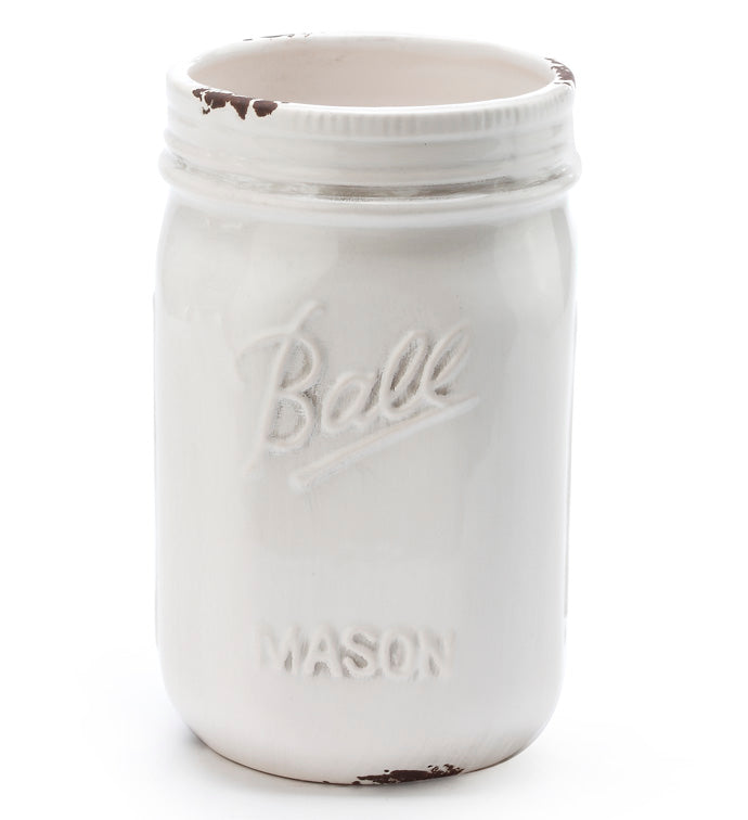 Distressed White Mason Jar