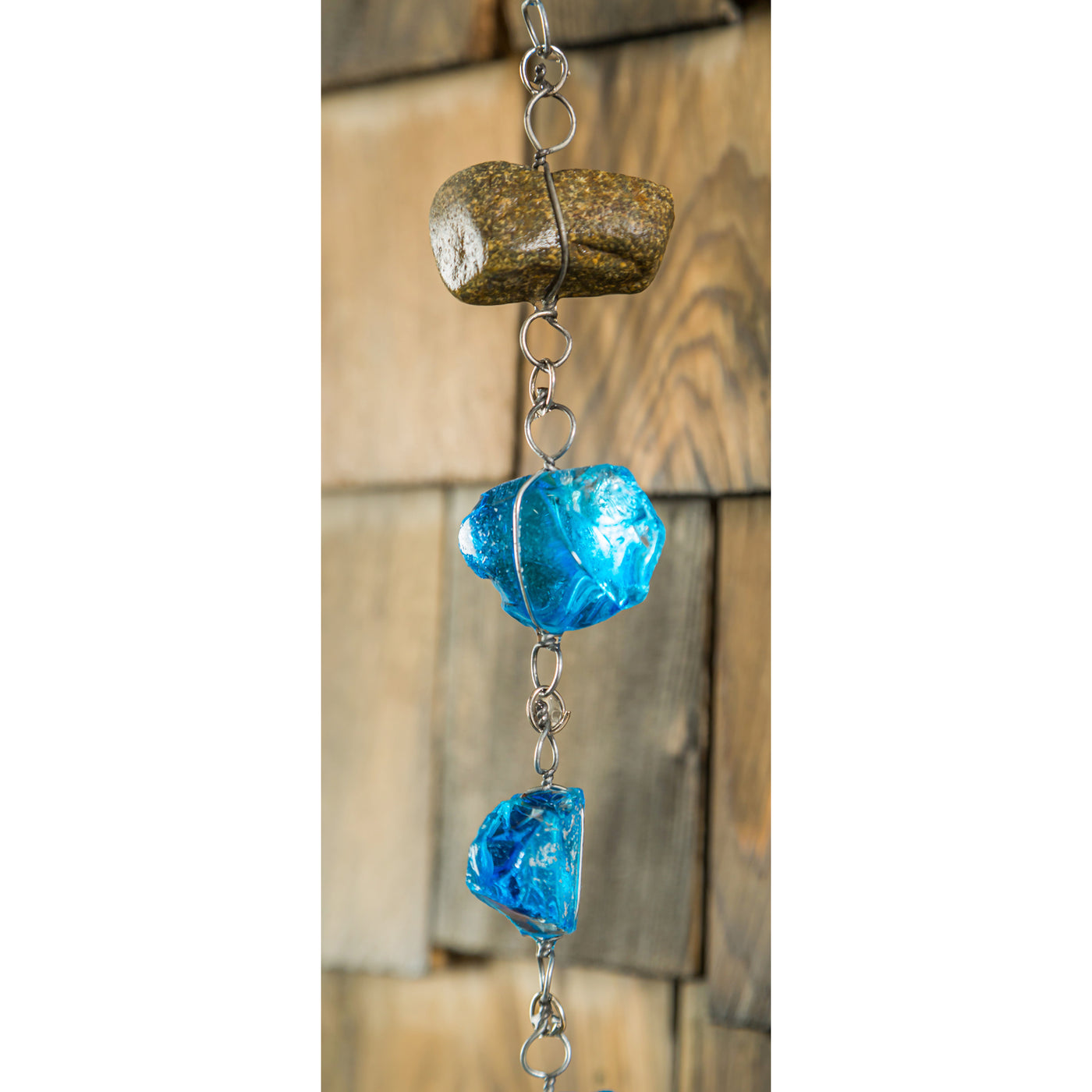 Blue Glass Rain Chain