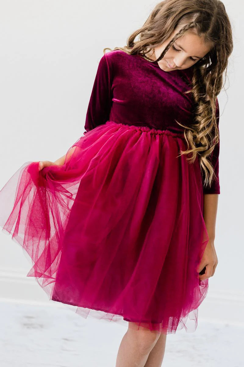 Cranberry Velvet Tutu Dress