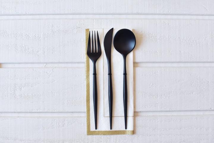 Black Disposable Cutlery Set