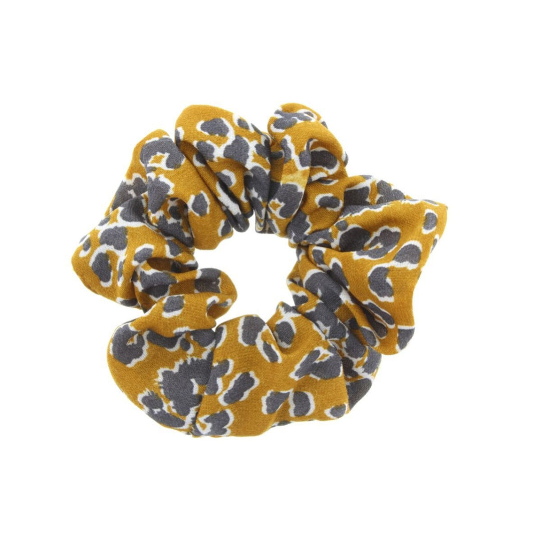 Mustard & Gray Leopard Tie Scrunchie