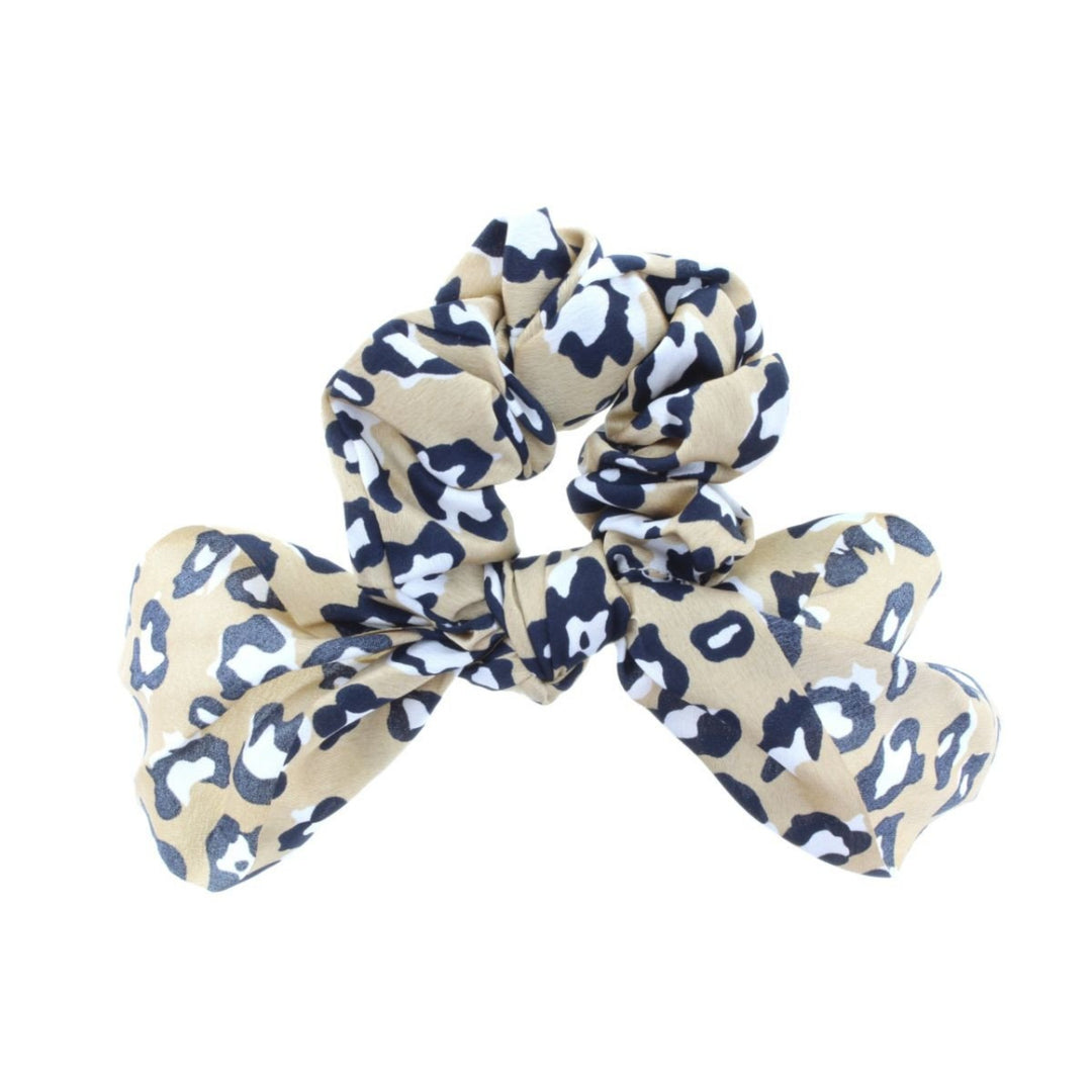 Cream & Black Leopard Tie Scrunchie