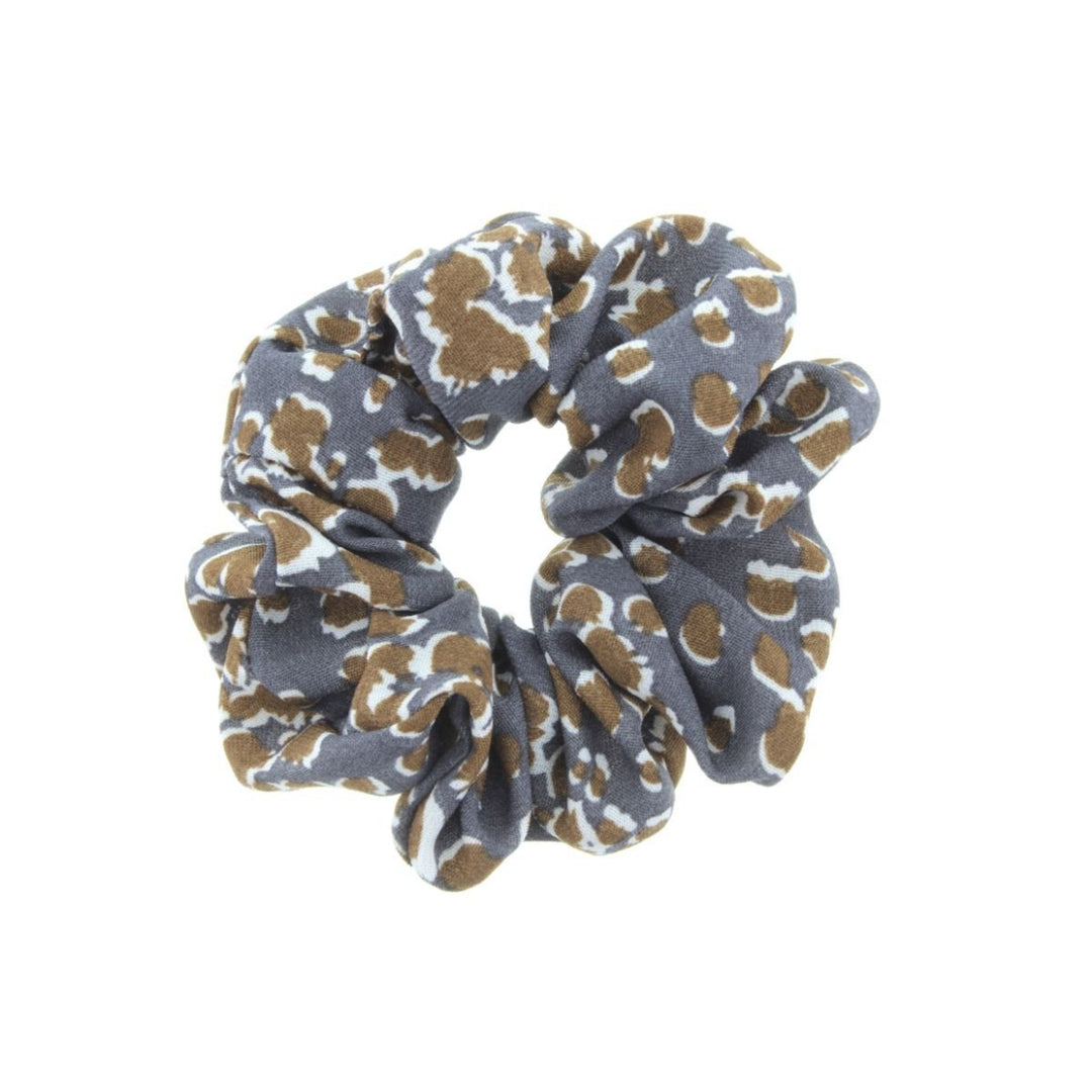 Dark Gray & Brown Leopard Scrunchie