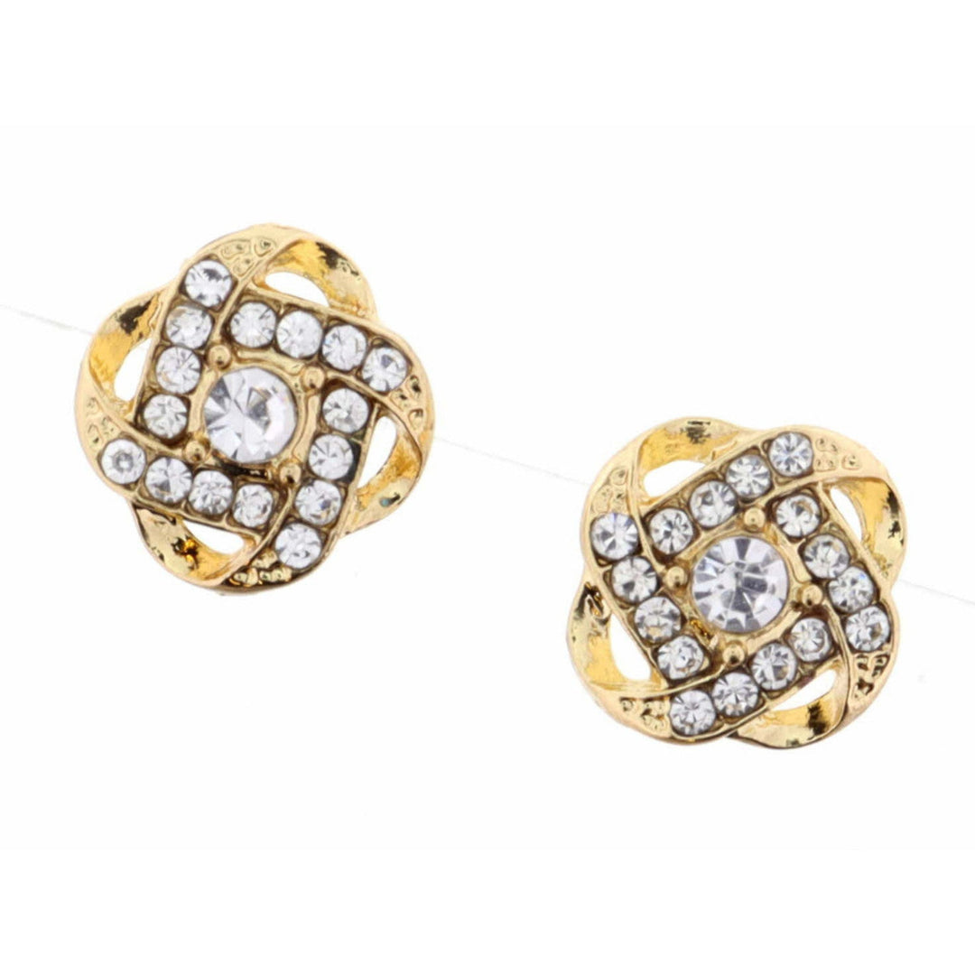 Gold Knot Crystal Stud Earrings