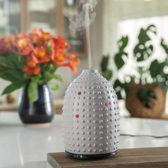 Gray Hobnail Lighted Oil Diffuser