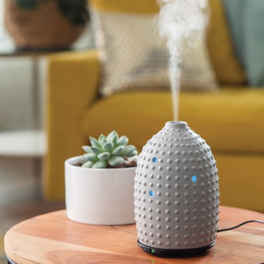 Gray Hobnail Lighted Oil Diffuser