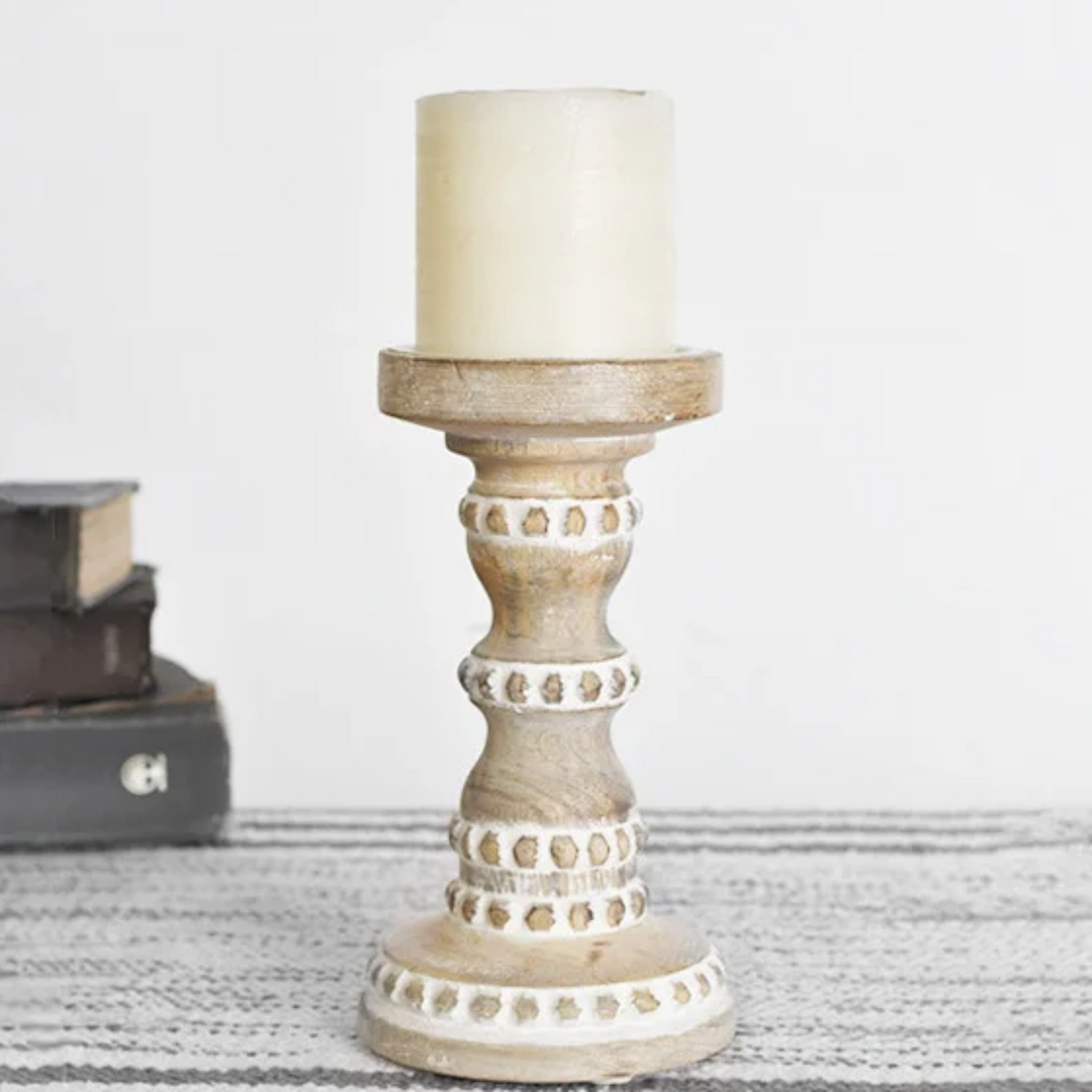Natural Beaded Candle Holder