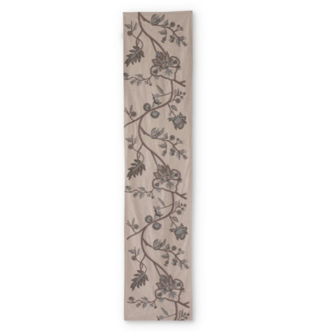 Neutral Embroidered Floral Table Runner