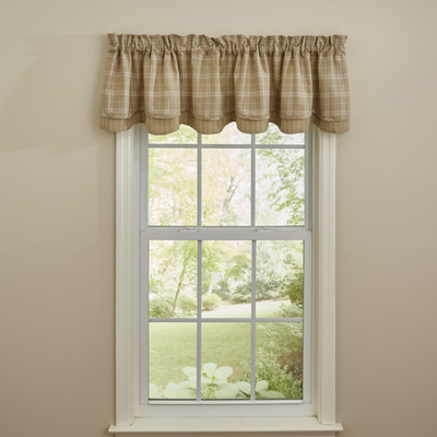 Fieldstone Plaid Cream Lined & Layered Valance