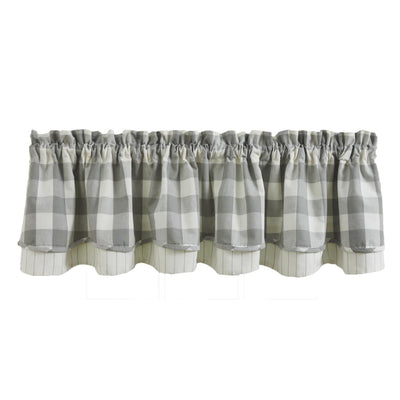 Wicklow Check Dove Lined & Layered Valance