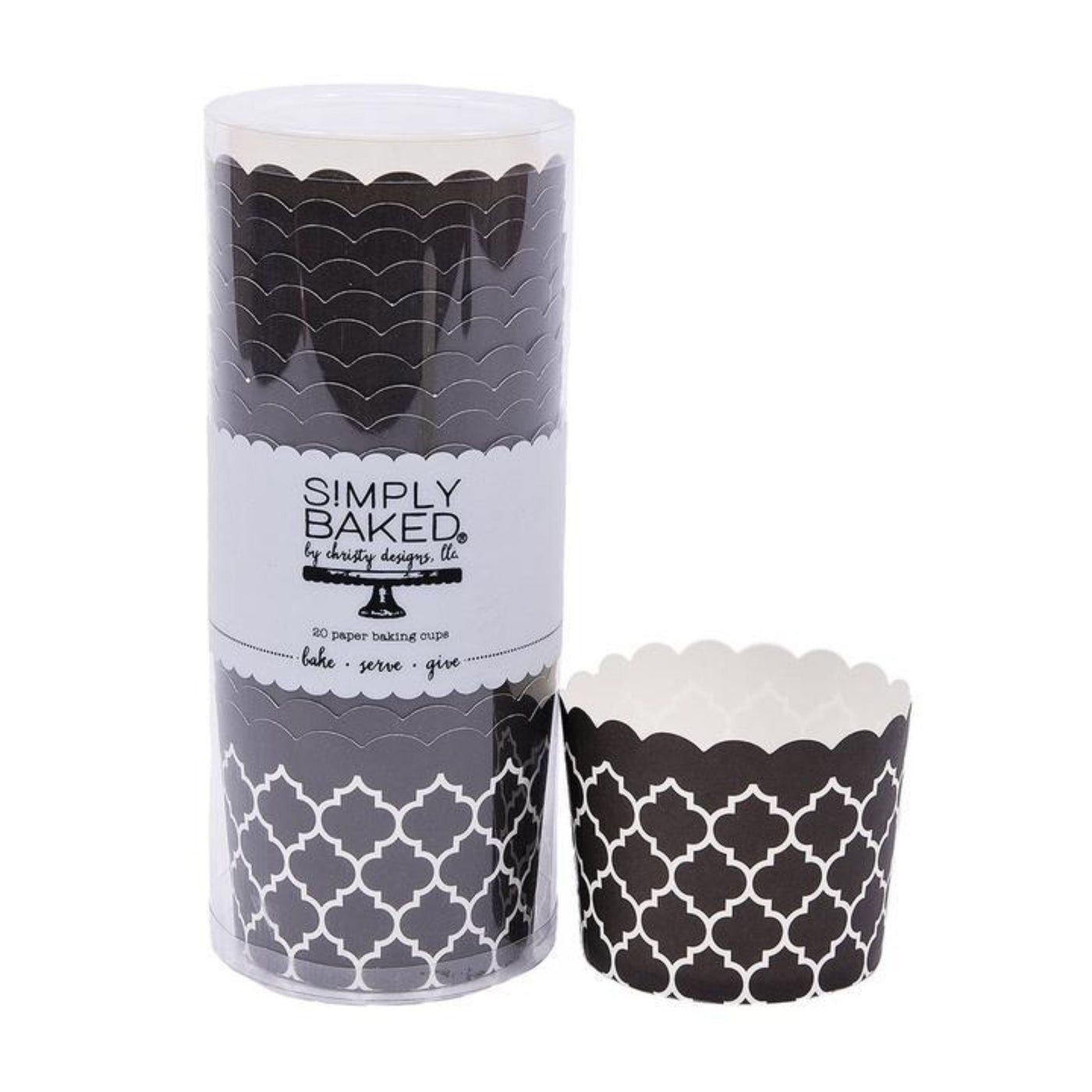 Black Quatrefoil Large Paper Baking Cups