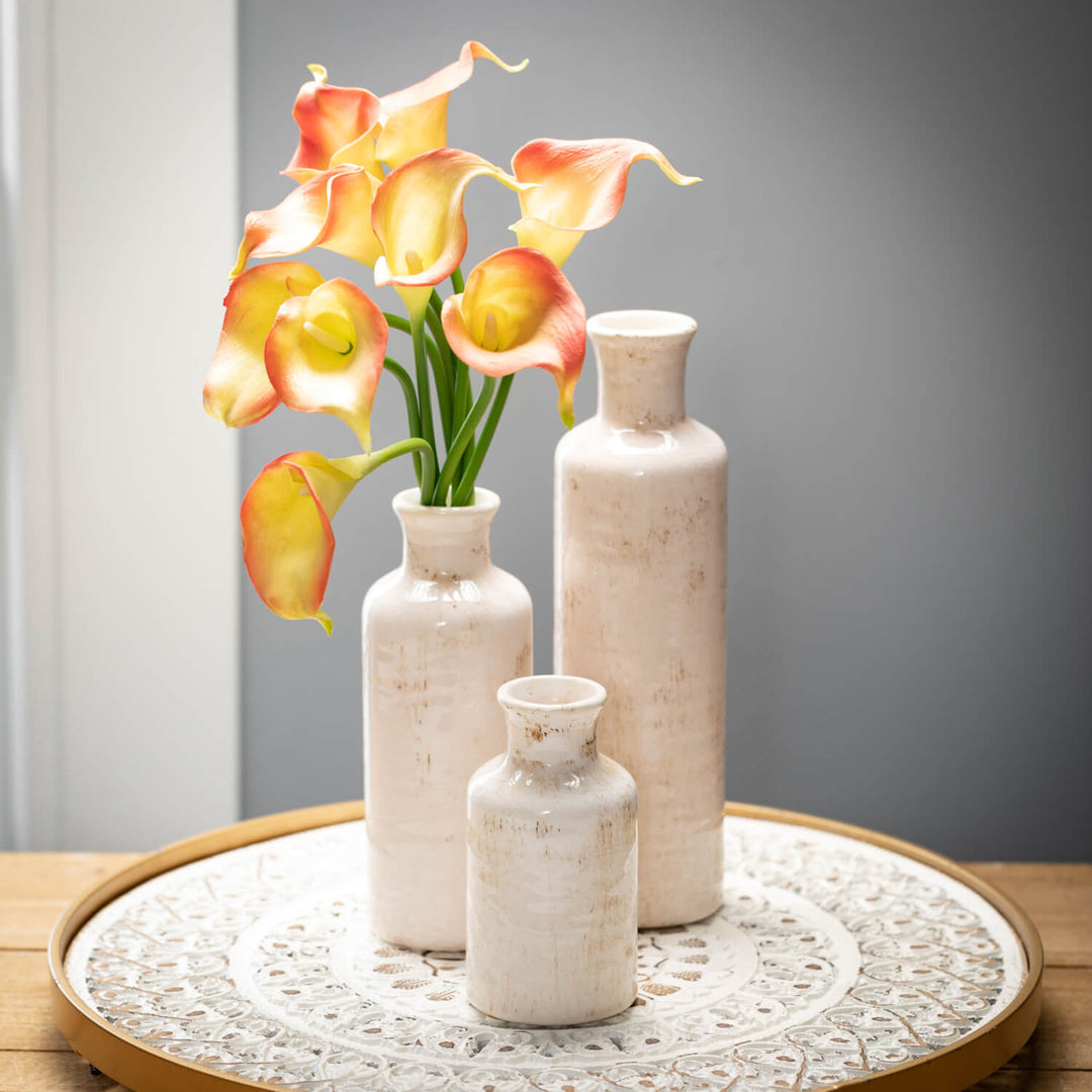 White Distressed Bottle Vase
