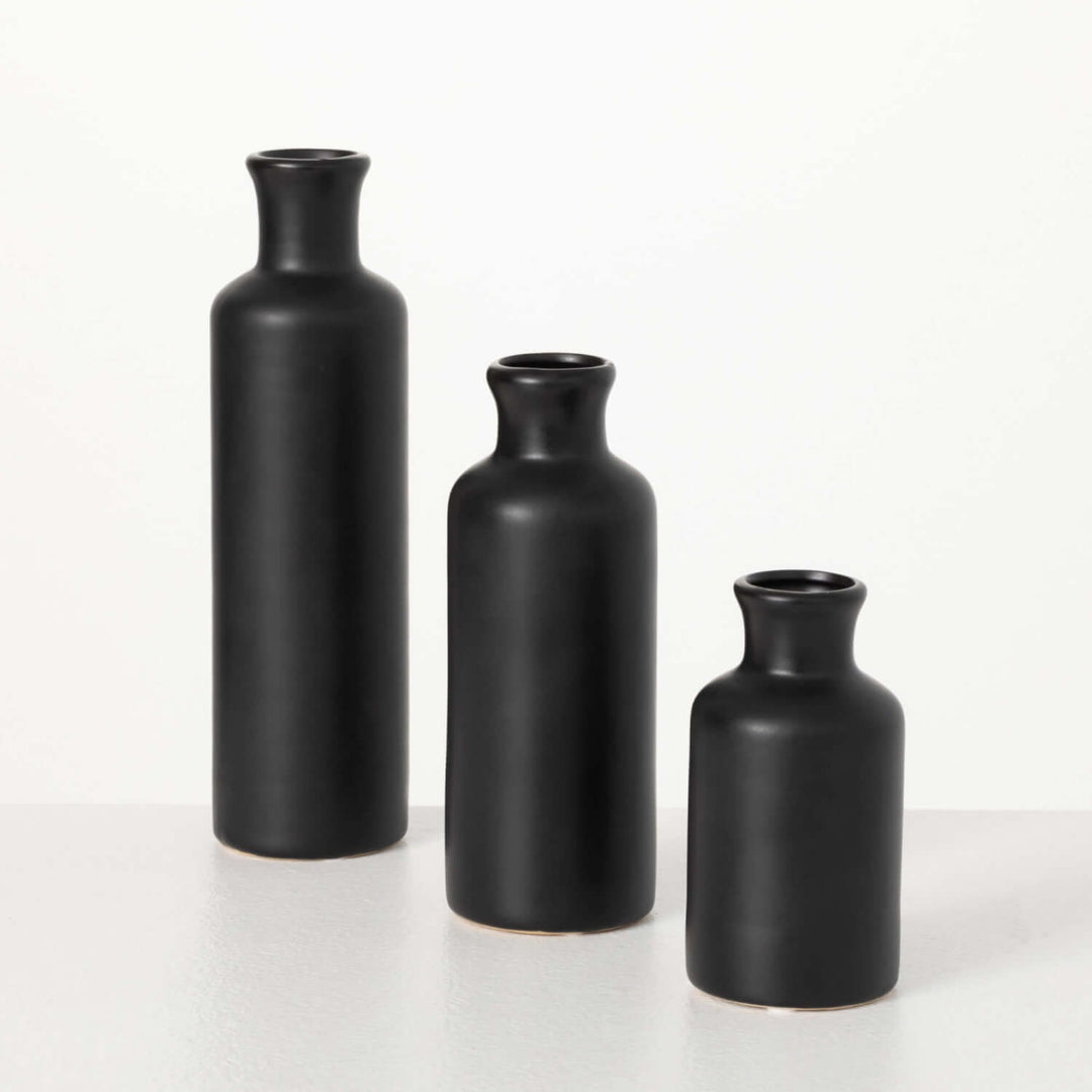 Matte Black Bottle Vase