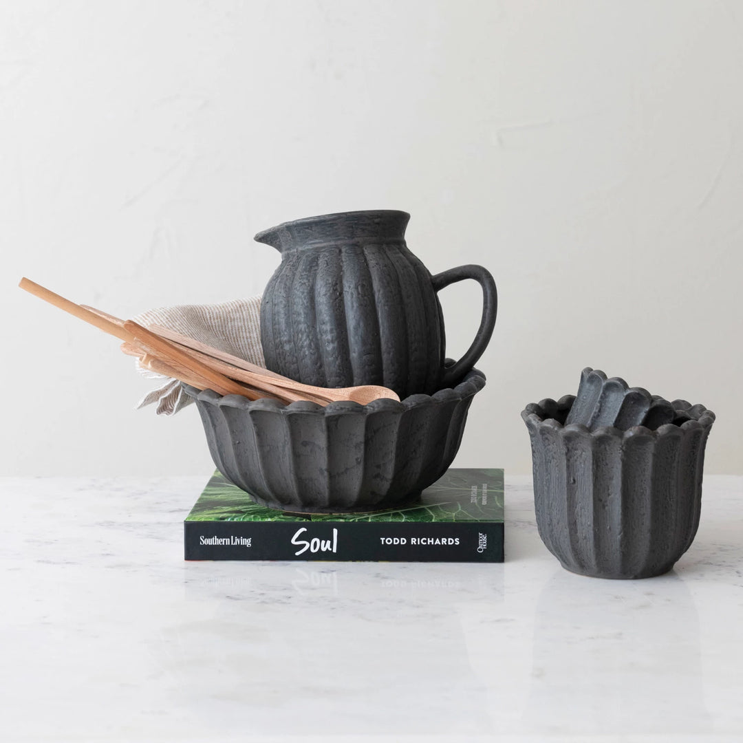 Fluted Stoneware Pitcher