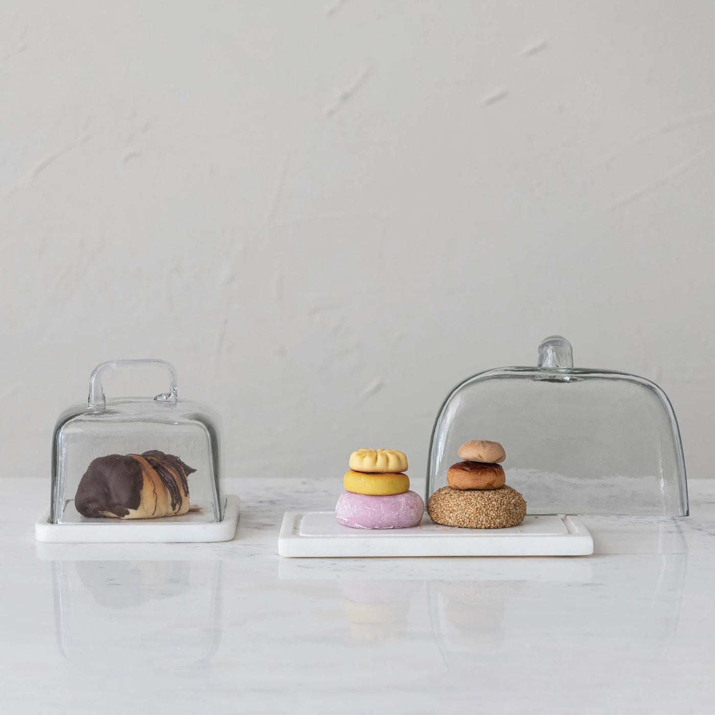 Marble Tray & Glass Cloche Set