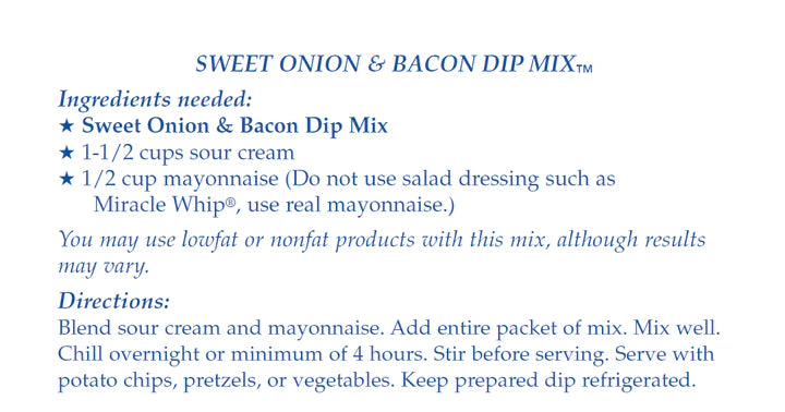 Sweet Onion & Bacon Dip Mix