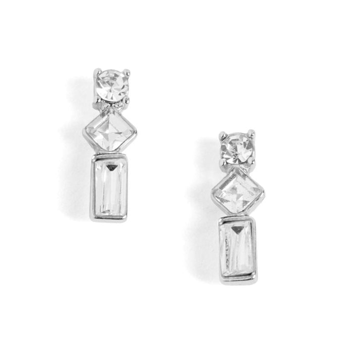 Sparkling Baguette Drop Stud Earrings